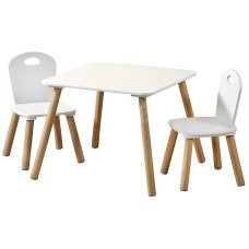 Παιδικό Τραπέζάκι Ξύλινο Λευκό Με Δύο Καρέκλες
